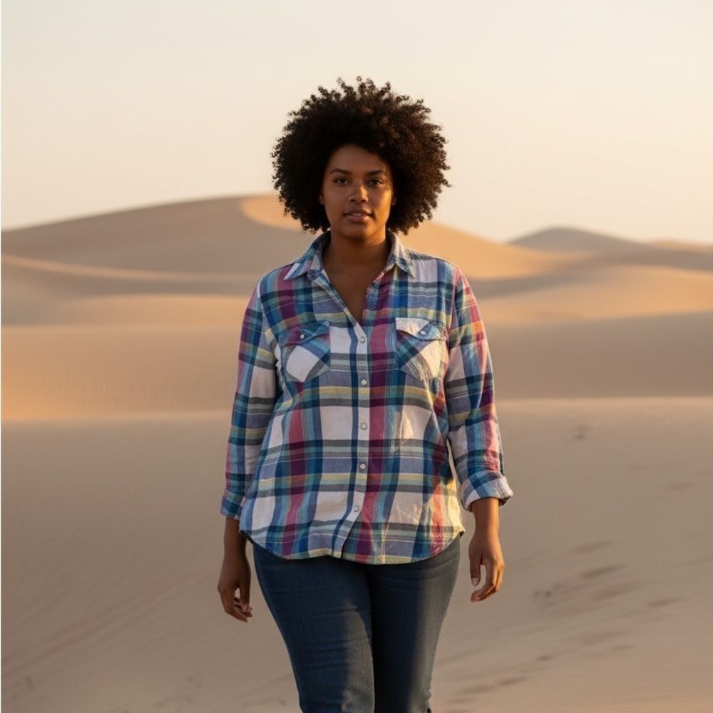 Sonoma Lifestyle Plaid Button-Up Women's Top